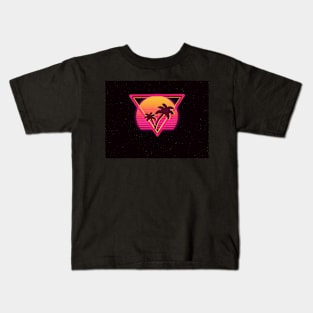 Retro Neon Sunset - Pink Kids T-Shirt